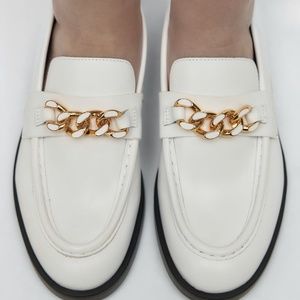 Zara limited edition chain trim leather loafers